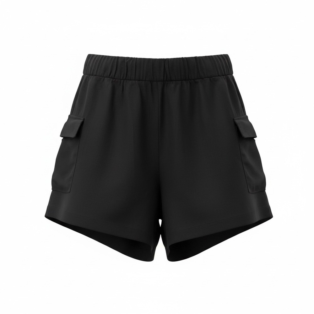 GAP Black Linen Blend Cargo Shorts Women's Size L Elastic Waist